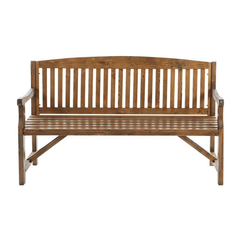 Wooden Garden Bench Chair Natural Outdoor Furniture Décor Patio Deck 3 Seater