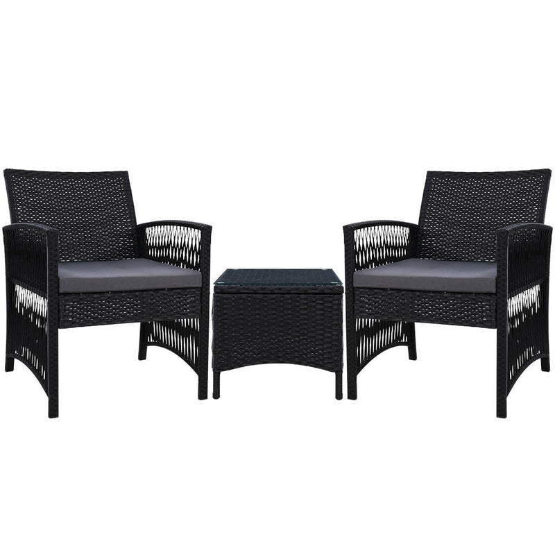 Patio Furniture Outdoor Bistro Set Dining Chairs Setting 3 Piece Wicker