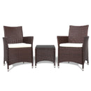3pc Bistro Wicker Outdoor Furniture Set Brown