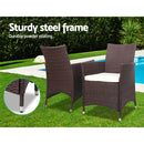 3pc Bistro Wicker Outdoor Furniture Set Brown