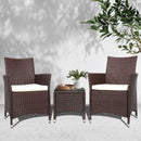 3pc Bistro Wicker Outdoor Furniture Set Brown