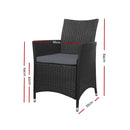 Set of 2 Outdoor Bistro Set Chairs Patio Furniture Dining Wicker Garden Cushion