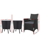 Outdoor Furniture Wicker Chairs Bar Table Cooler Ice Bucket Patio Coffee Bistro Set