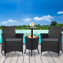 Outdoor Furniture Wicker Chairs Bar Table Cooler Ice Bucket Patio Coffee Bistro Set
