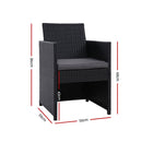 Set of 2 Outdoor Dining Chairs Wicker Chair Patio Garden Furniture Setting Lounge Cafe Cushion Bistro Set  Black