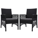 Outdoor Furniture Set of 2 Dining Chairs Wicker Garden Patio Cushion Black