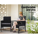 Outdoor Furniture Set of 2 Dining Chairs Wicker Garden Patio Cushion Black
