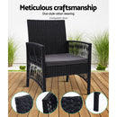Outdoor Furniture Set of 2 Dining Chairs Wicker Garden Patio Cushion Black