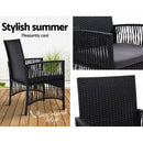 Outdoor Furniture Set of 2 Dining Chairs Wicker Garden Patio Cushion Black