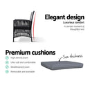 Outdoor Furniture Set of 2 Dining Chairs Wicker Garden Patio Cushion Black