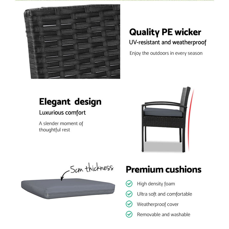 Outdoor Furniture Bistro Wicker Chair Black