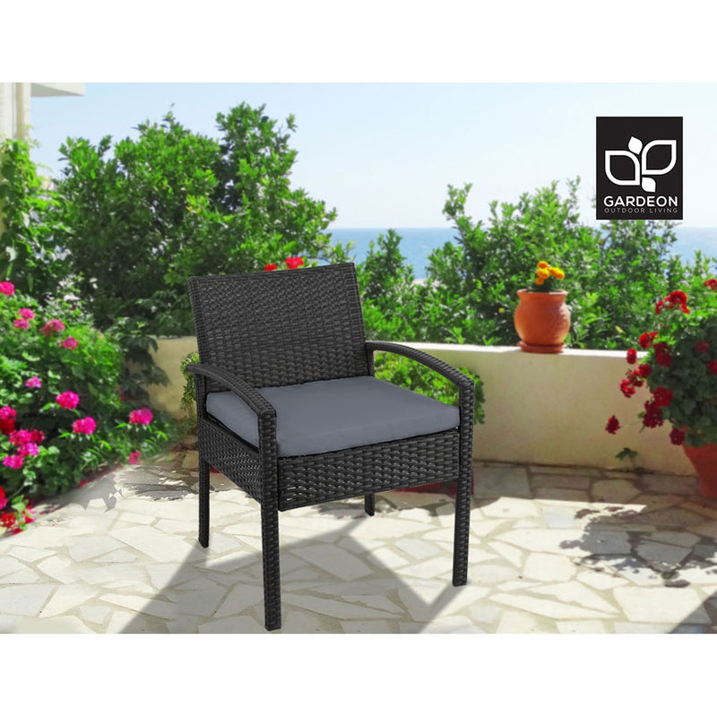 Outdoor Furniture Bistro Wicker Chair Black