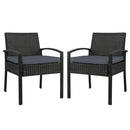 Set of 2 Outdoor Dining Chairs Wicker Chair Patio Garden Furniture Lounge Setting Bistro Set Cafe Cushion  Black