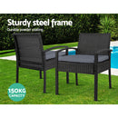 Set of 2 Outdoor Dining Chairs Wicker Chair Patio Garden Furniture Lounge Setting Bistro Set Cafe Cushion  Black