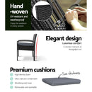 Set of 2 Outdoor Dining Chairs Wicker Chair Patio Garden Furniture Lounge Setting Bistro Set Cafe Cushion  Black