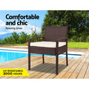 Outdoor Chairs Wicker Dining Chair Patio Garden Furniture Lounge Bistro Set Cafe Cushion  Brown
