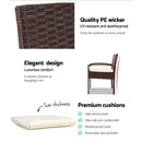 Outdoor Chairs Wicker Dining Chair Patio Garden Furniture Lounge Bistro Set Cafe Cushion  Brown