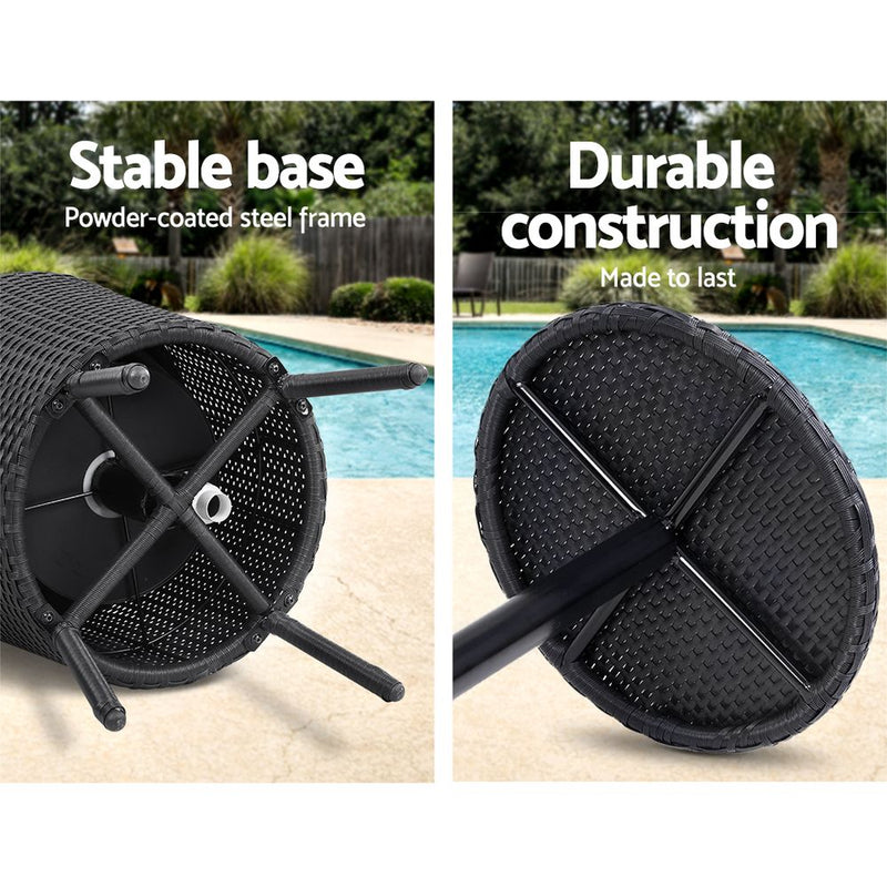 Outdoor Furniture Wicker Chairs Bar Table Cooler Ice Bucket Patio Bistro Set Coffee