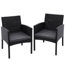 Set of 2 Outdoor Bistro Chairs Patio Furniture Dining Chair Wicker Garden Cushion