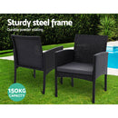 Set of 2 Outdoor Bistro Chairs Patio Furniture Dining Chair Wicker Garden Cushion