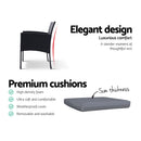 Set of 2 Outdoor Bistro Chairs Patio Furniture Dining Chair Wicker Garden Cushion