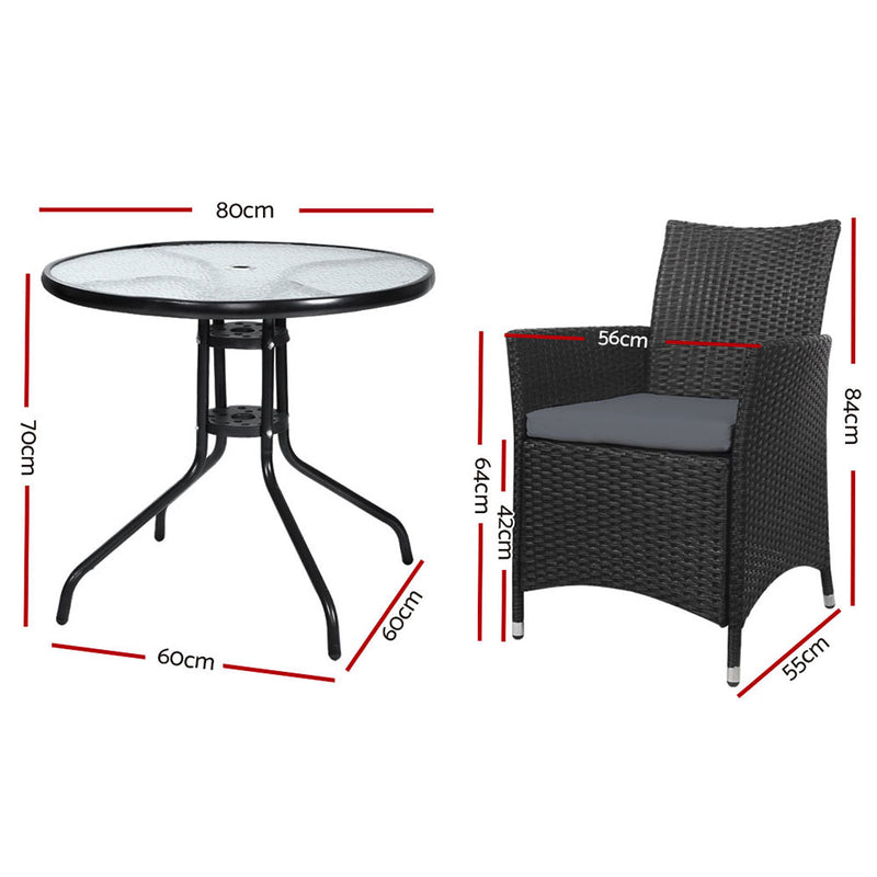 Outdoor Furniture Dining Chair Table Bistro Set Wicker Patio Setting Tea Coffee Cafe Bar Set
