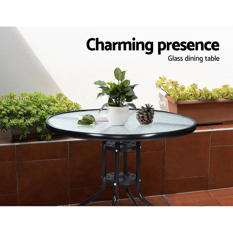 Outdoor Furniture Dining Chairs Wicker Garden Patio Cushion Black 3PCS Tea Coffee Cafe Bar Set