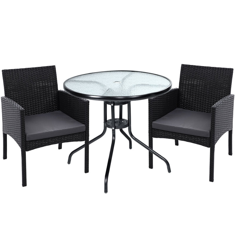 Outdoor Bistro Chairs Patio Furniture Dining Chair Wicker Garden Cushion Tea Coffee Cafe Bar Set