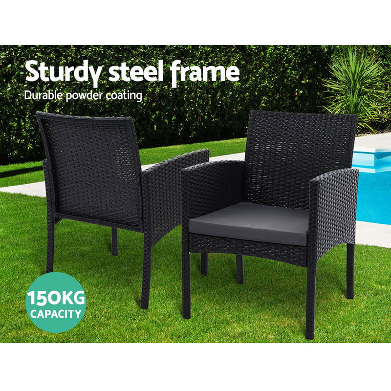 Outdoor Bistro Chairs Patio Furniture Dining Chair Wicker Garden Cushion Tea Coffee Cafe Bar Set