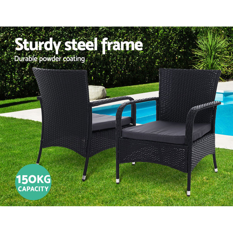 Outdoor Dining Chairs Bistro Patio Furniture Chair Wicker Garden Extra Large Tea Coffee Cafe Bar Set