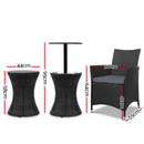 Outdoor Furniture Wicker Chairs Bar Table Cooler Ice Bucket Patio Coffee Bistro Set