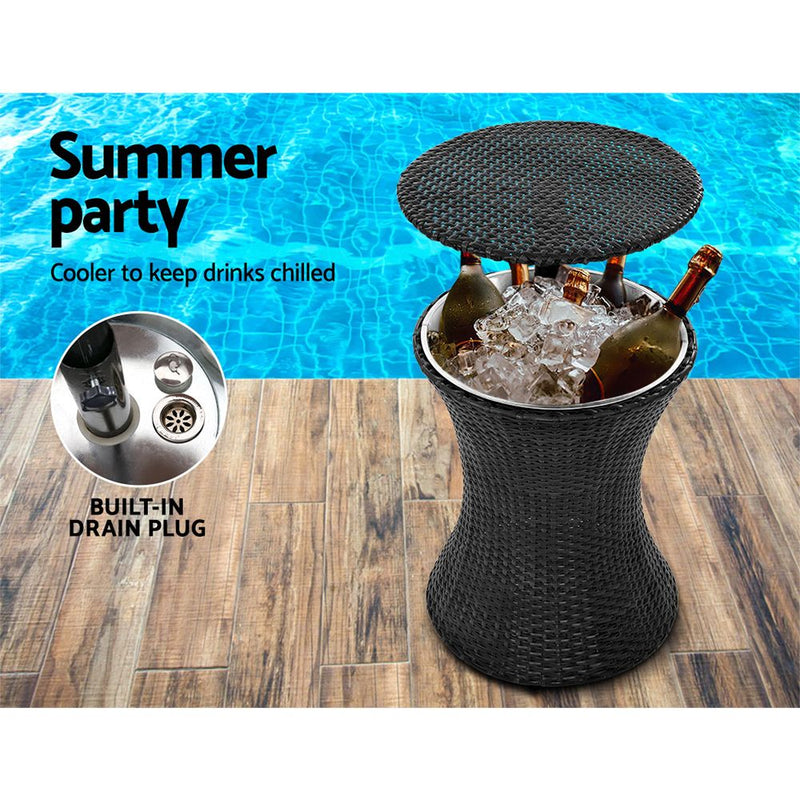 Bar Table Outdoor Setting Cooler Ice Bucket Storage Box Coffee Party Patio Pool