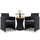 Outdoor Furniture Bar Table Set Wicker Chairs Cooler Ice Bucket Patio Bistro Set Coffee