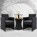 Outdoor Furniture Bar Table Set Wicker Chairs Cooler Ice Bucket Patio Bistro Set Coffee