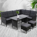 Outdoor Sofa Set Patio Furniture Lounge Setting Dining Chair Table Wicker Black