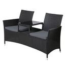 Outdoor Furniture Chair Bench Sofa Table 2 Seat Cushions Wicker Black