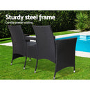Outdoor Furniture Chair Bench Sofa Table 2 Seat Cushions Wicker Black