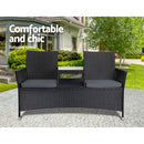 Outdoor Furniture Chair Bench Sofa Table 2 Seat Cushions Wicker Black