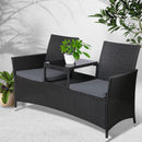 Outdoor Furniture Chair Bench Sofa Table 2 Seat Cushions Wicker Black