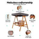 Swing Chair Wooden Garden Bench Canopy 2 Seater Outdoor Furniture