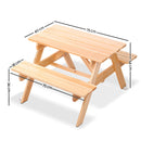 Kids Wooden Picnic Table Set with Umbrella