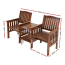 Garden Bench Chair Table Loveseat Wooden Outdoor Furniture Patio Park Brown