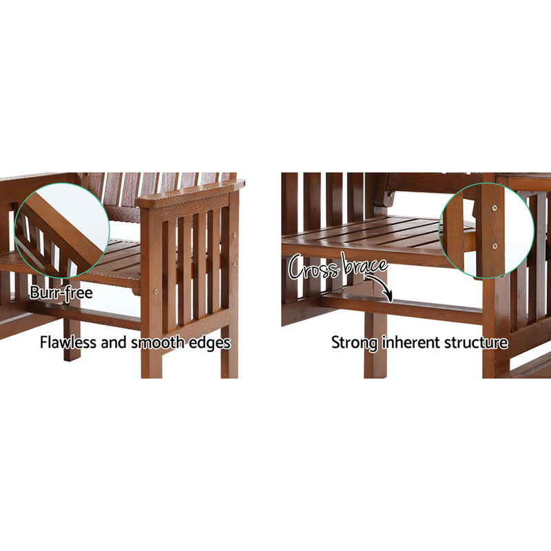 Garden Bench Chair Table Loveseat Wooden Outdoor Furniture Patio Park Brown
