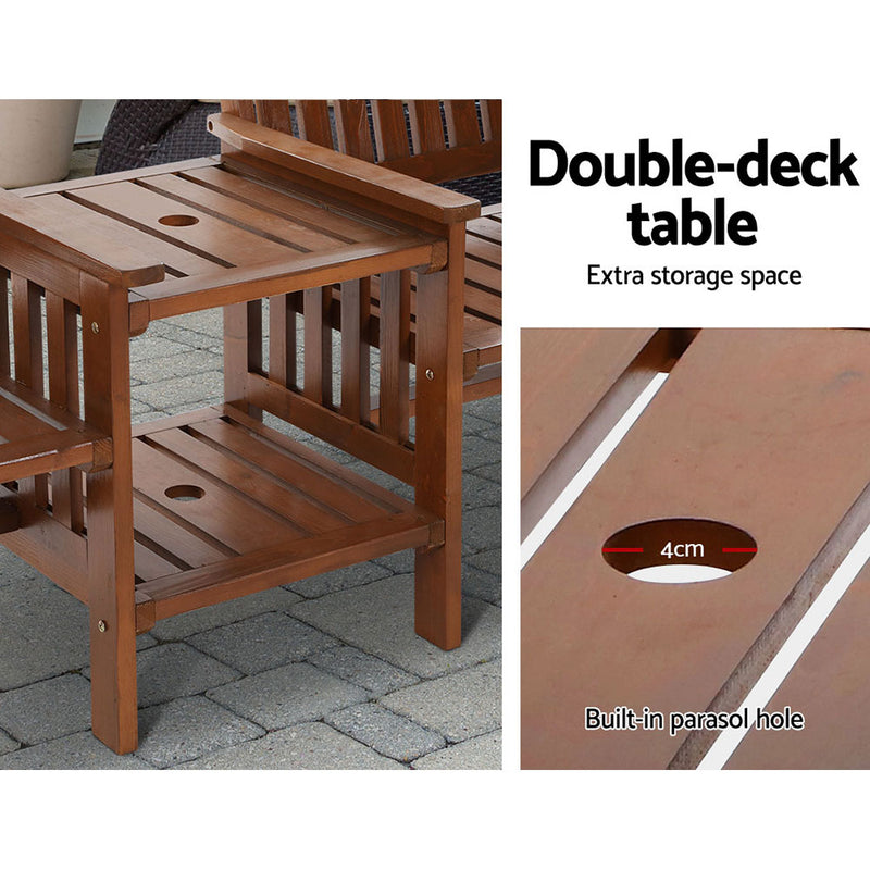 Garden Bench Chair Table Loveseat Wooden Outdoor Furniture Patio Park Brown