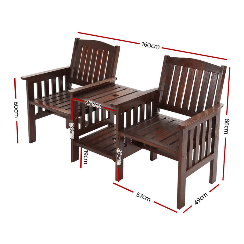 Garden Bench Chair Table Loveseat Wooden Outdoor Furniture Patio Park Charcoal