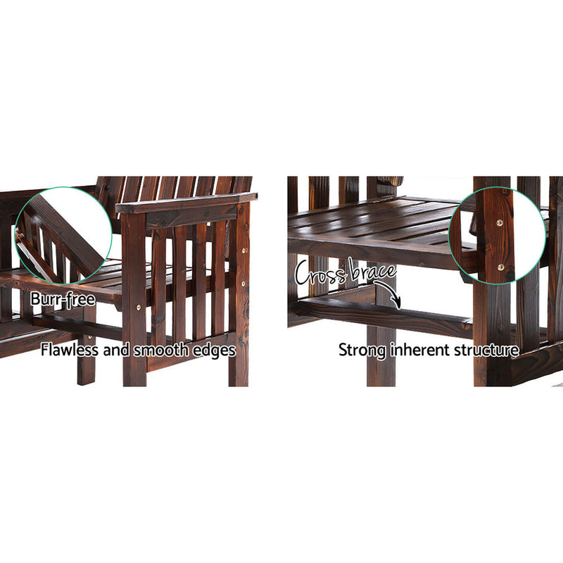 Garden Bench Chair Table Loveseat Wooden Outdoor Furniture Patio Park Charcoal