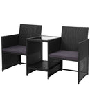 Outdoor Setting Wicker Loveseat Birstro Set Patio Garden Furniture Black
