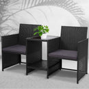 Outdoor Setting Wicker Loveseat Birstro Set Patio Garden Furniture Black