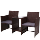 Outdoor Setting Wicker Loveseat Birstro Set Patio Garden Furniture Brown