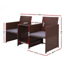 Outdoor Setting Wicker Loveseat Birstro Set Patio Garden Furniture Brown